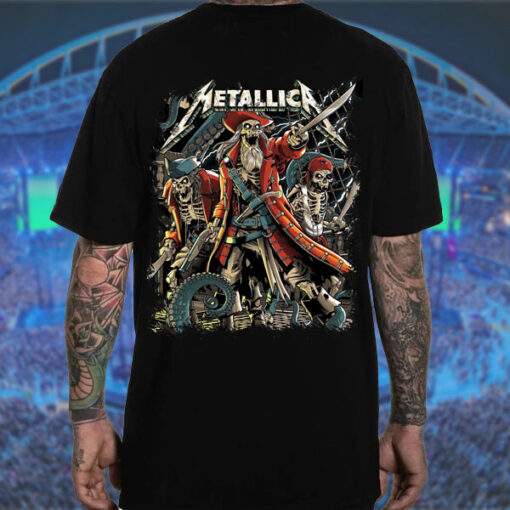 Official Metallica Tampa 2025 T-Shirt M72 Tour Merch at Raymond James Stadium Featuring Pirate Skeleton Art Limited Edition 1