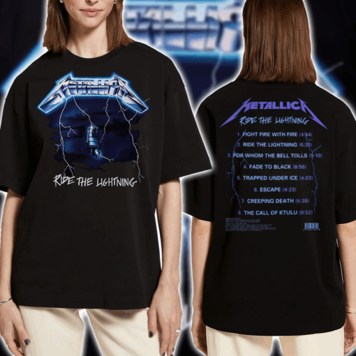 Metallica 1984 Ride the Lightning Tour T Shirt Retro Thrash Graphic Tee 2