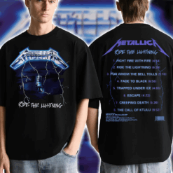 Metallica 1984 Ride the Lightning Tour T Shirt Retro Thrash Graphic Tee