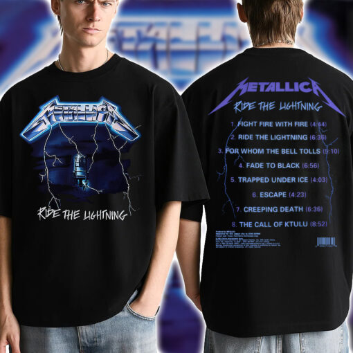Metallica 1984 Ride the Lightning Tour T Shirt Retro Thrash Graphic Tee