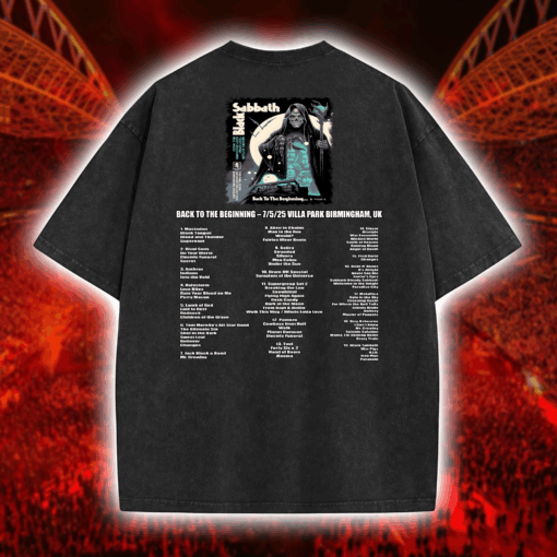 Metallica Concert Tour M72 World Tour July 5 2025 Birmingham England Villa Park Back To The Beginning Artwork Washed T Shirt 2