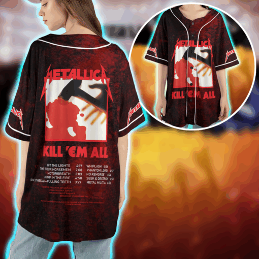 Metallica Kill 'Em All Baseball Jersey 1983 Album Tribute Vintage Thrash Vibe 4