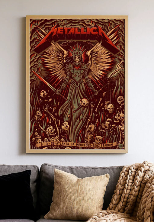Metallica M72 2025 Atlanta Poster – June 3 Mercedes‑Benz Stadium Angel of Death Tour Art 1