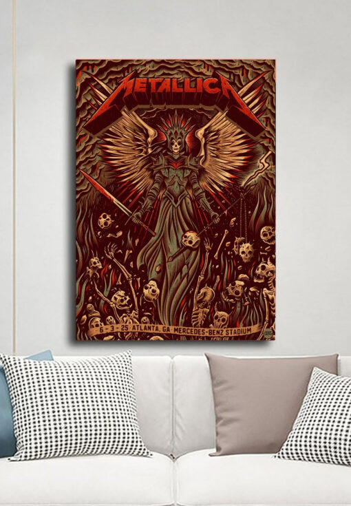 Metallica M72 2025 Atlanta Poster – June 3 Mercedes‑Benz Stadium Angel of Death Tour Art 2