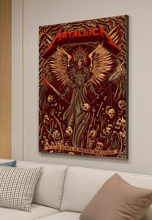 Metallica M72 2025 Atlanta Poster – June 3 Mercedes‑Benz Stadium Angel of Death Tour Art 3