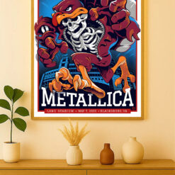 Metallica M72 2025 Poster – Skeleton Mascot HokieBird Canvas – May 7 Blacksburg at Lane Stadium – Pantera & Suicidal Tendencies 2