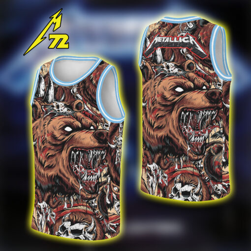 Metallica M72 AOP Basketball Jersey – Skull Warriors & Warbears Art 1