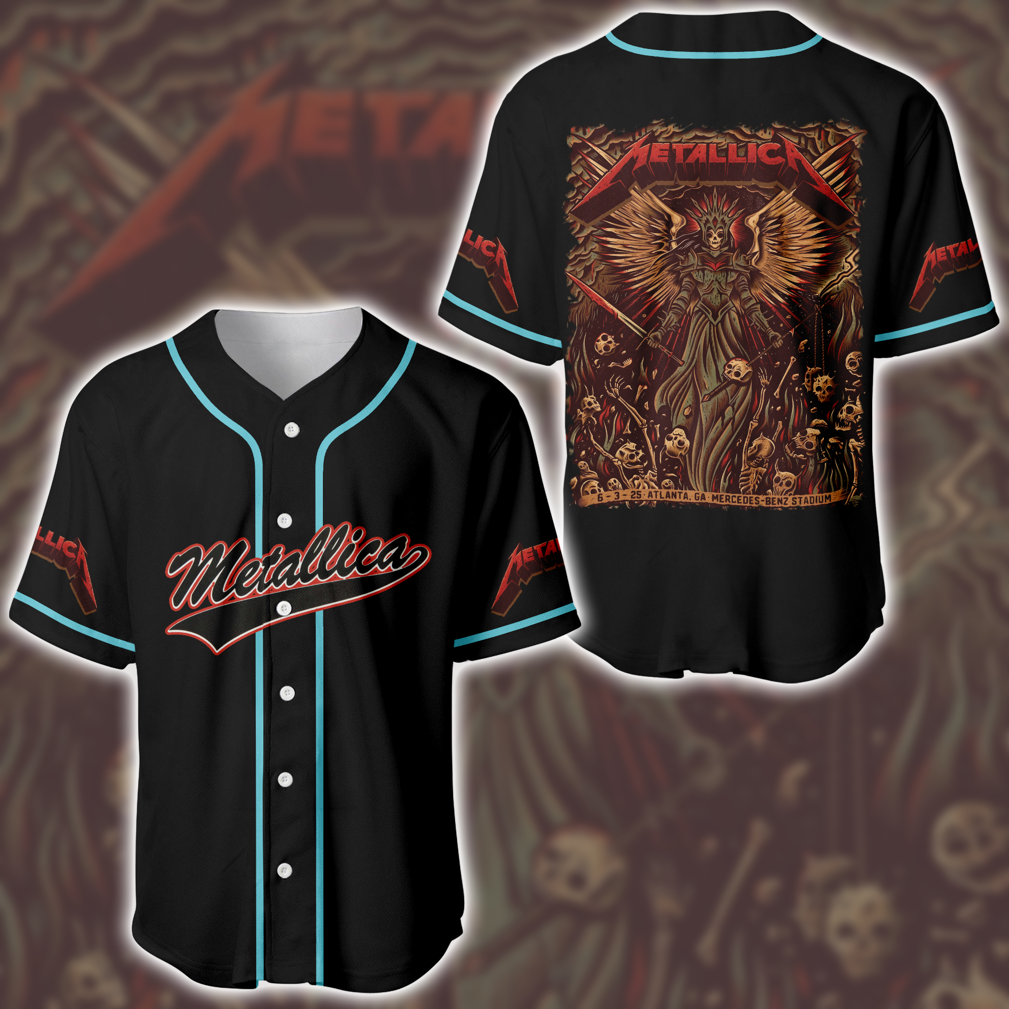 Metallica M72 Atlanta Baseball Jersey Limited Tour Edition June 3 2025 Mercedes‑Benz Stadium 2