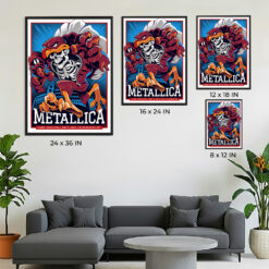 Metallica M72 Blacksburg 2025 Poster May 7 2025 Lane Stadium Virginia Skeleton Mascot HokieBird Artwork By Nate Dino 1