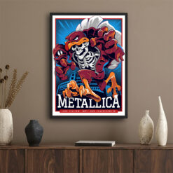 Metallica M72 Blacksburg 2025 Poster May 7 2025 Lane Stadium Virginia Skeleton Mascot HokieBird Artwork By Nate Dino