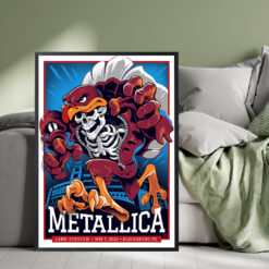 Metallica M72 Blacksburg 2025 Poster May 7 2025 Lane Stadium Virginia Skeleton Mascot HokieBird Artwork By Nate Dino