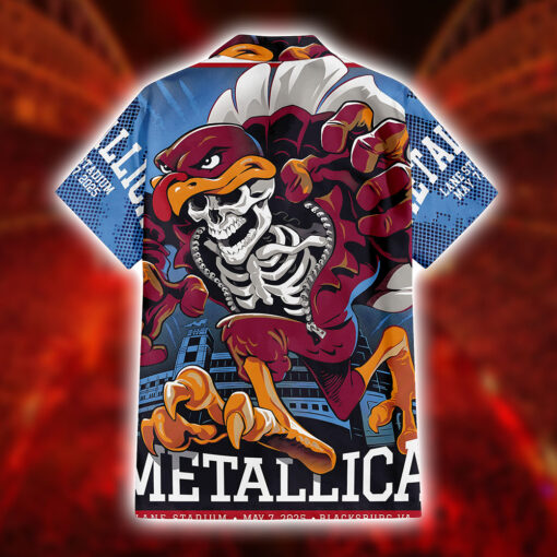 Metallica M72 Hawaiian Shirt Skeleton HokieBird 2025 Blacksburg Night Virginia 2