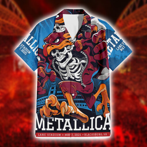 Metallica M72 Hawaiian Shirt Skeleton HokieBird 2025 Blacksburg Night Virginia 3