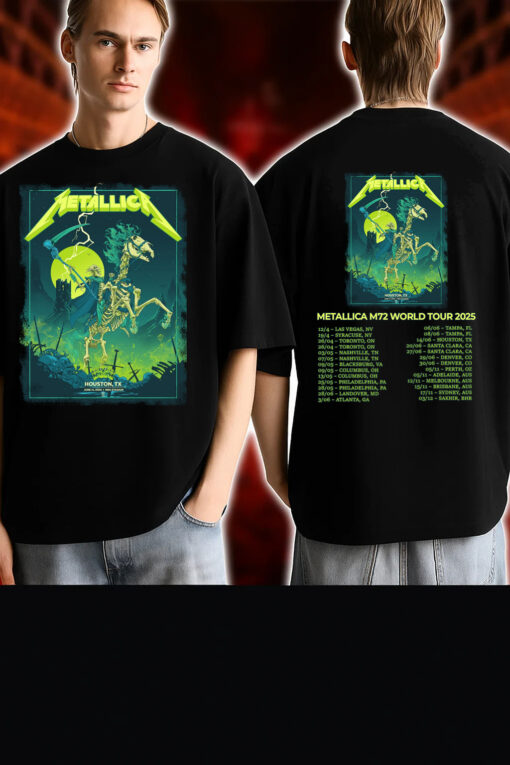 Metallica M72 Houston T Shirt – Grim Reaper Horseman Design – June 14 2025 at NRG Stadium