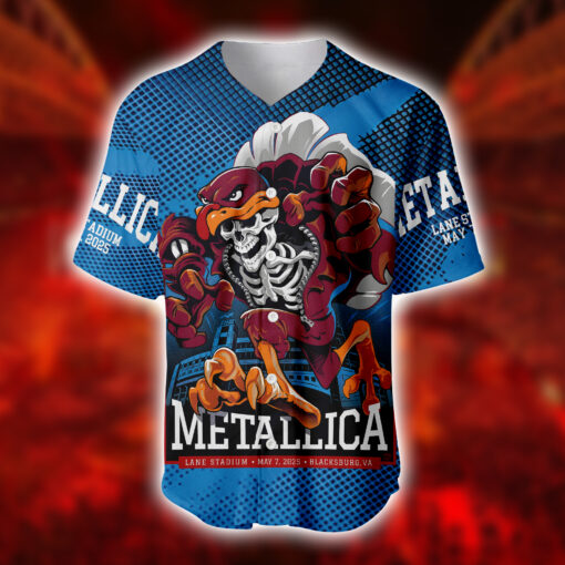 Metallica M72 Tour AOP Baseball Jersey Blacksburg May 7 2025 Lane Stadium Exclusive Merch 3