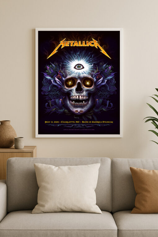 Metallica M72 Tour Poster Wall Art – Exclusive Concert Print – Charlotte 2025 Bank of America Stadium 2