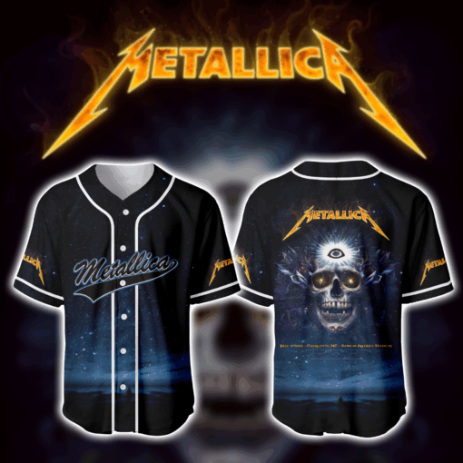 Metallica M72 World Tour Baseball Jersey Charlotte Concert Edition May 31 2025 2