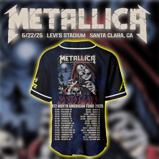 Metallica M72 World Tour Baseball Jersey Santa Clara June 22 2025 Levi’s Stadium Concert Merch 2