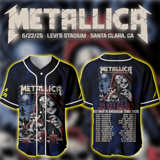 Metallica M72 World Tour Baseball Jersey Santa Clara June 22 2025 Levi’s Stadium Concert Merch 5