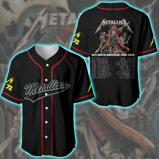 Metallica M72 World Tour Baseball Jersey Tampa Night 1 Exclusive June 6 2025 at Raymond James Stadium 3