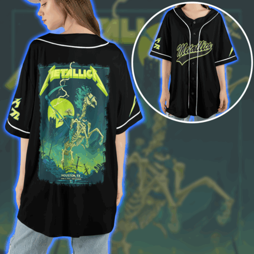 Metallica M72 World Tour Houston Baseball Jersey No Repeat One Night Show June 14 2025 4