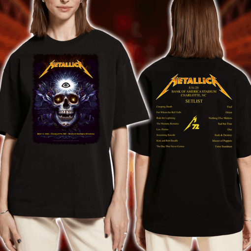 Metallica M72 World Tour T‑Shirt Charlotte 2025 Charlotte May 31 2025 women