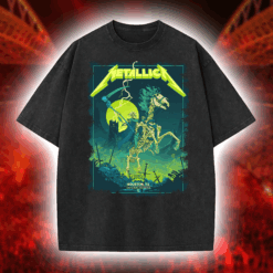 Metallica M72 World Tour Vintage Washed T‑Shirt Tour Exclusive Merch Skull Flame Graphic Retro Style Houston June 14 2025 at NRG Stadium 3