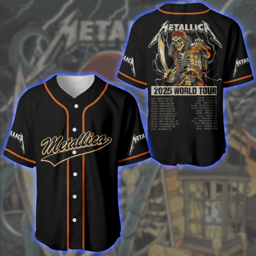 Metallica Pirate Skeleton Tampa 2025 Baseball Jersey M72 World Tour Night 2 Exclusive June 8 3