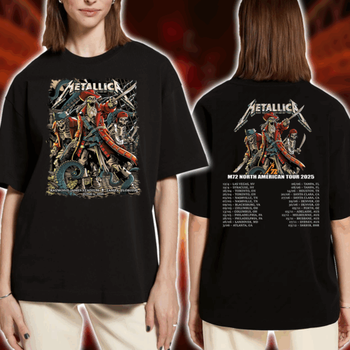 Metallica Tampa 2025 Tour T Shirt World Tour Setlist Back Print M72 Live at Raymond James Stadium