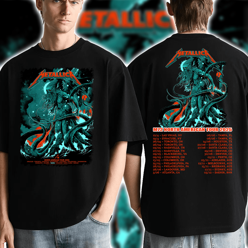 Metallica Call‑of‑Ktulu T‑Shirt – M72 Tour 2025 – Tampa June 6 & 8 – Cthulhu Horror Artwork