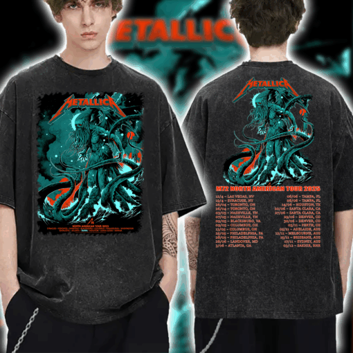 Metallica Call‑of‑Ktulu Washed T‑Shirt M72 Tour 2025 Tampa June 6 8 Cthulhu Horror Artwork