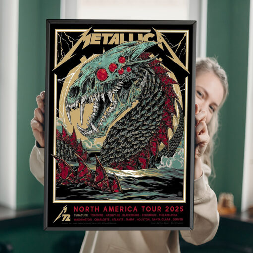 Metallica M72 North American Tour 2025 Syracuse Poster April 19 JMA Wireless Dome Jormungandr Skeleton Serpent 1