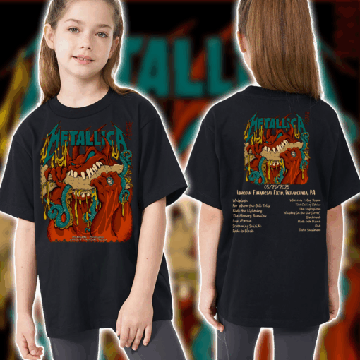Metallica M72 Philadelphia Kids T Shirt Demon Eating the Cheesesteak Design May 25 2025 1