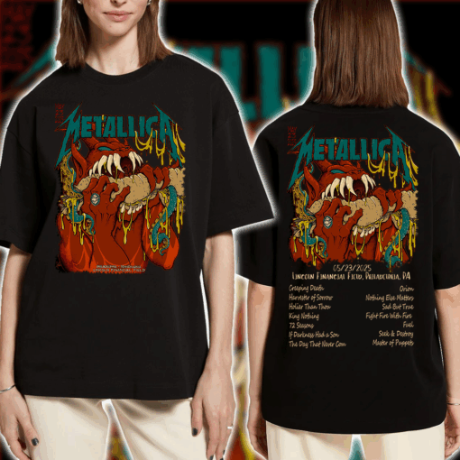 Metallica M72 World Tour Philadelphia T Shirt May 23 2025 at Lincoln Financial Field 2
