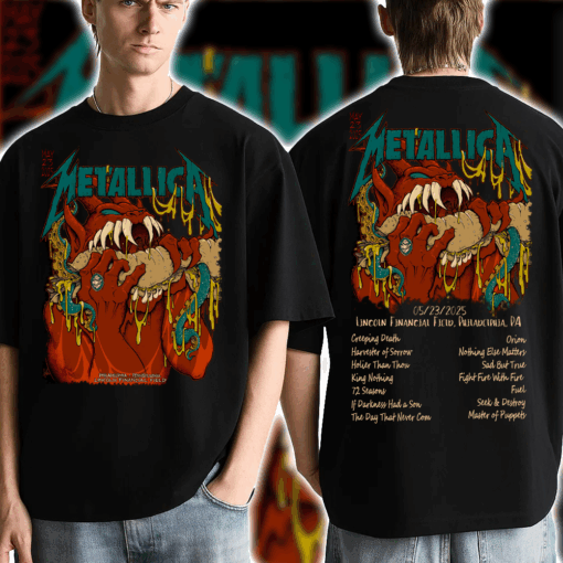 Metallica M72 World Tour Philadelphia T Shirt May 23 2025 at Lincoln Financial Field 3