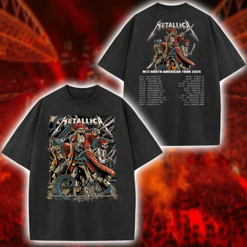 Metallica Tampa Night 1 Washed T Shirt M72 World Tour 2025 June 6 at Raymond James Stadium 1