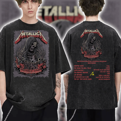 Metallica Washed T Shirt Landover 2025 M72 World Tour at Northwest Stadium on May 28