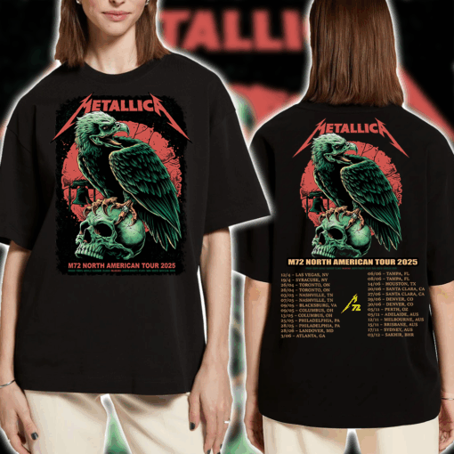 metallica m72 world tour t shirt philadelphia eagle skull design 2