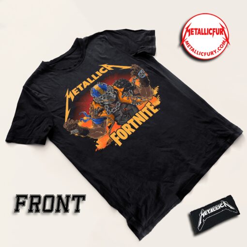 Close-up of Fortnite x Metallica Fury T-Shirt – Limited Edition – Exclusive Band Tee