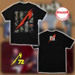 Flat lay of Metallica Fifth Member Poster Art Logo unisex band T-shirt