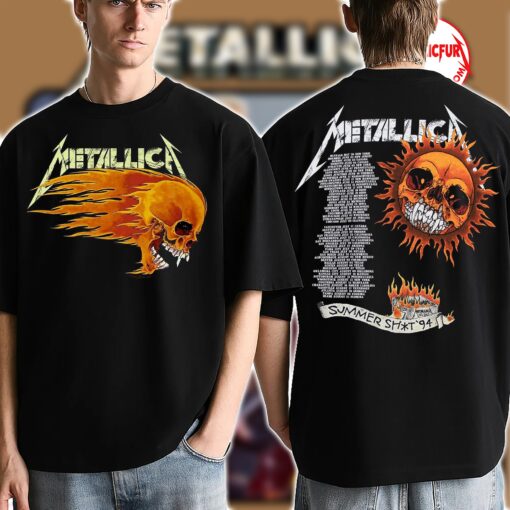 Metallica Flaming Skull 1994 Tour T-Shirt Vintage Heavy Metal Band Tee 1