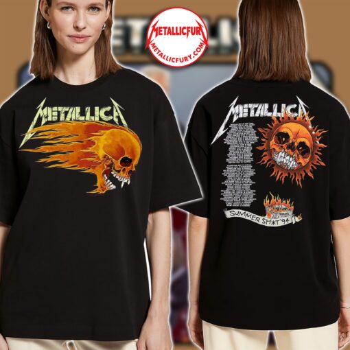 Metallica Flaming Skull 1994 Tour T-Shirt Vintage Heavy Metal Band Tee 2