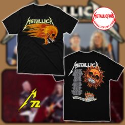 Flat lay of Metallica Flaming Skull 1994 Tour T-Shirt – vintage heavy metal tee.