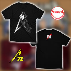 Flat lay of Metallica For Whom The Bell Tolls vintage unisex band T-shirt showing front and back design