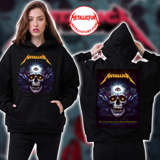 Metallica M72 Charlotte Skull Design Hoodie Bank of America Stadium May 31 2025 2
