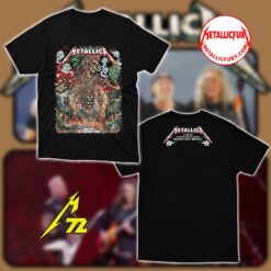 Flat lay of Metallica M72 World Tour 2024 Mexico City Night 3 T-Shirt exclusive tour merch