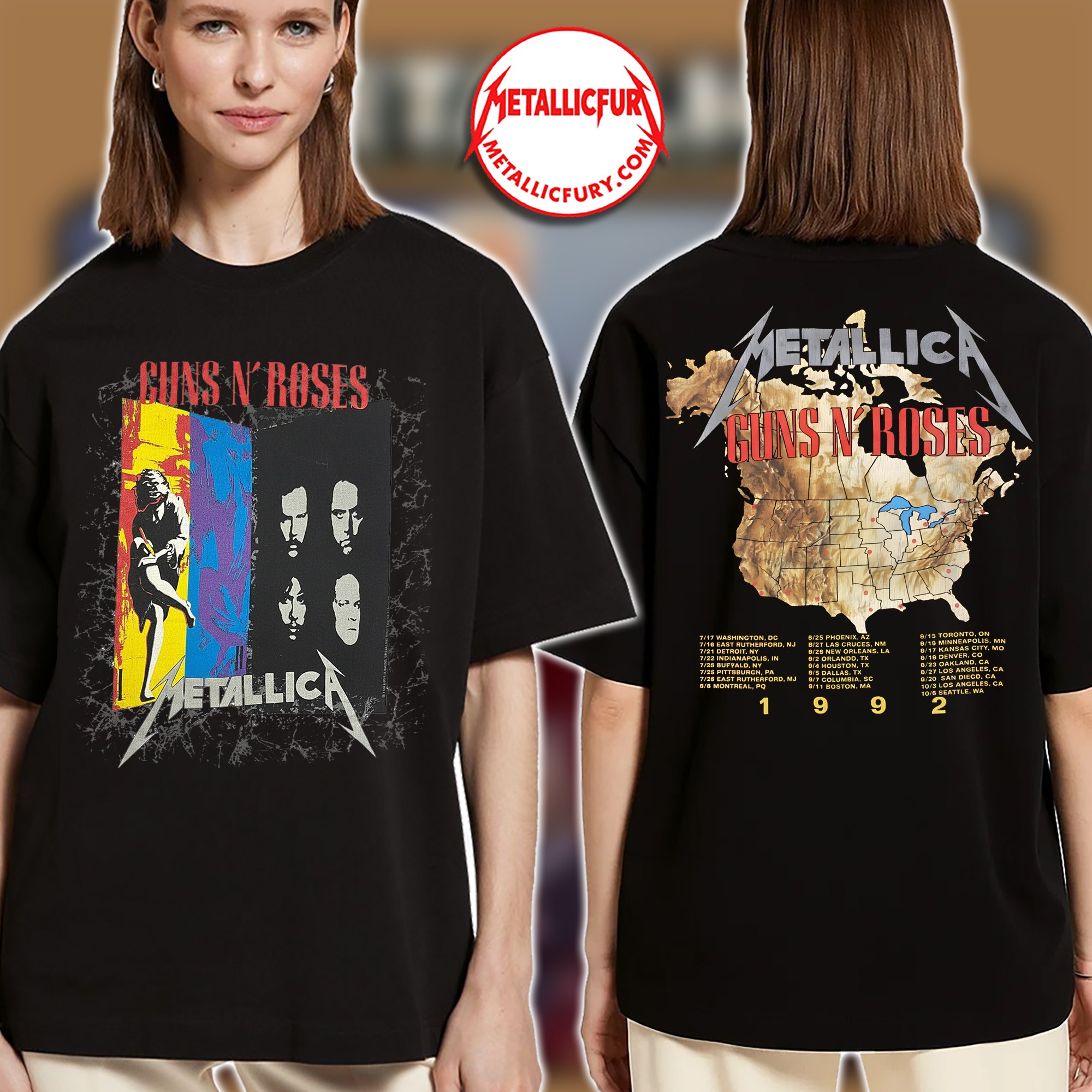 Metallica Guns N’ Roses 1992 Tour T Shirt 2