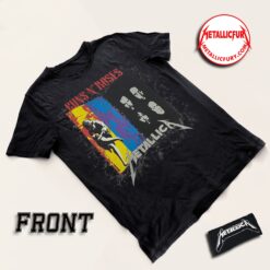 Front view of Metallica x Guns N’ Roses 1992 Tour T-Shirt – Classic Rock Collaboration Artwork