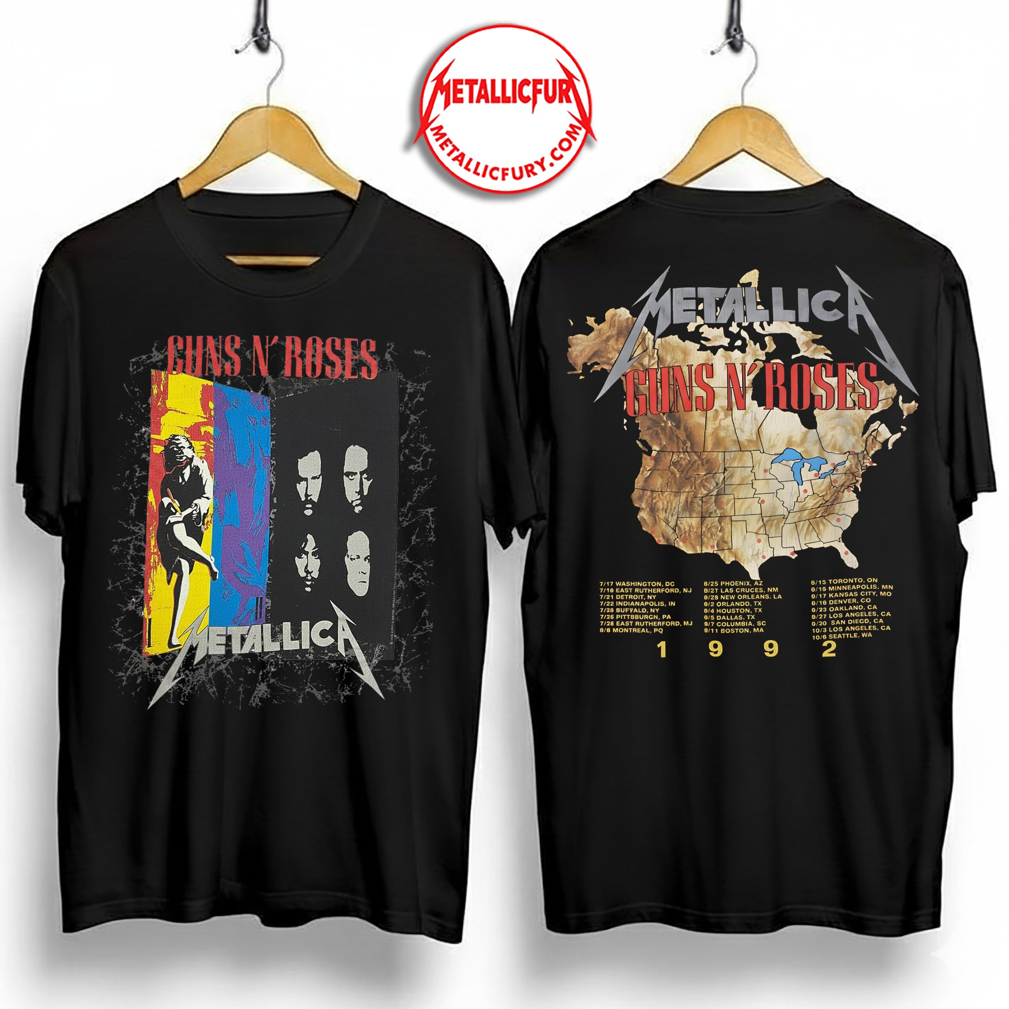 Metallica x Guns N’ Roses 1992 Tour T-Shirt – Classic Rock Collaboration Artwork