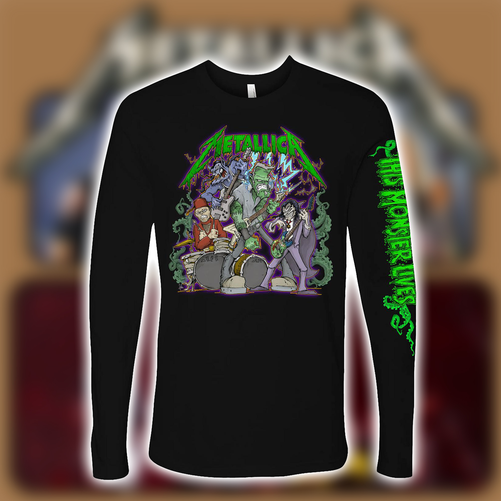 Metallica Happy Halloween 2025 Long Sleeve Shirt This Monster Lives Artwork Metalli Monsters by Squindo